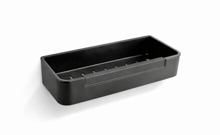Košík 29x12x5,5 s gumičkou / matná čierna / čierna plastová vložka