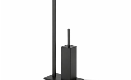 Stojan na toaletný papier a toaletnú kefku / obdĺžnikový profil a podstavec / matná čierna