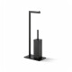Stojan na toaletný papier a toaletnú kefku / obdĺžnikový profil a podstavec / matná čierna #1