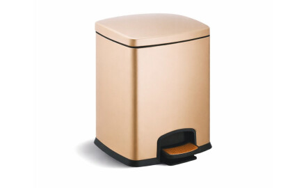 Pedálový koš PREMIUM, obdĺžnikový, 5 l, soft close / šampanská farba