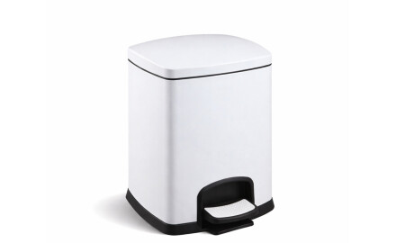 Pedálový koš PREMIUM, obdĺžnikový, 5 l, s tichým zatváraním / biely