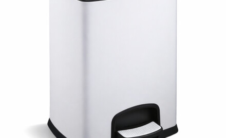 Pedálový koš PREMIUM, obdĺžnikový, 20 l, s funkciou soft close / biely