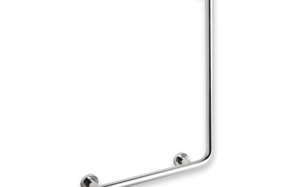 Oporná tyč pre osoby so zdravotným postihnutím Ø32 STANDARD typ L, 55 x 77 ľavá / leštená nehrdzavejúca oceľ