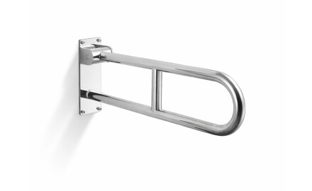 Oporná tyč pre osoby so zdravotným postihnutím, Ø32, oblúková, sklopná, STANDARD – 60 cm / leštená nehrdzavejúca oceľ