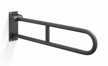 Oporná tyč pre osoby so zdravotným postihnutím, Ø32, oblúková, sklopná, STANDARD – 80 cm / nerezová oceľ, matná čierna