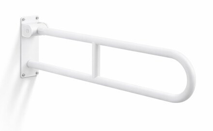 Oporná tyč pre osoby so zdravotným postihnutím, Ø32, oblúková, sklopná, STANDARD – 80 cm / nerezová oceľ, biela matná