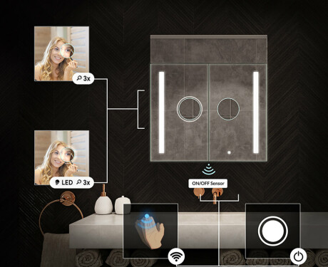 Zrkadlová Skrinka S Osvetlením LED - L02 Emily 66,5 x 72cm #5