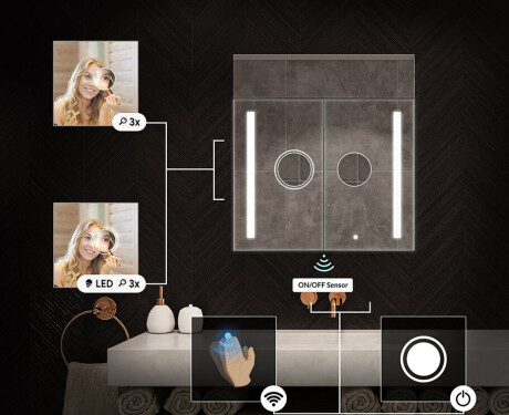 Kúpeľňová skrinka s LED zrkadlom L02 Emily 66,5 x 72 cm vo farbe Oslo dub #5