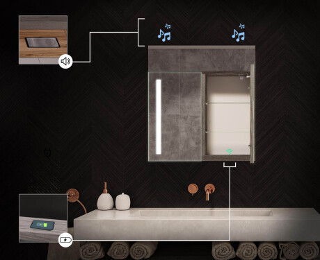 Kúpeľňová skrinka s LED zrkadlom L02 Emily 66,5 x 72 cm vo farbe Oslo dub #6