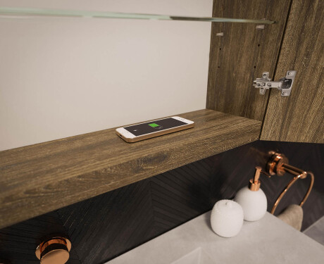 Závesná kúpeľňová skrinka s LED zrkadlom L02 Emily 100 x 72 cm vo farbe Oslo dub #12