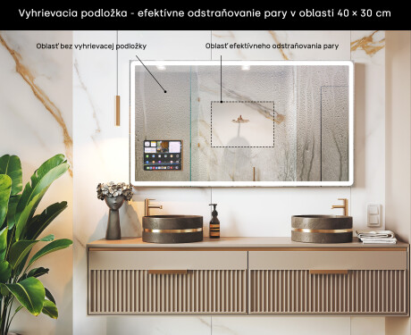 Zaoblené Moderné LED Zrkadlo s rámom iPad Displine L141 #7