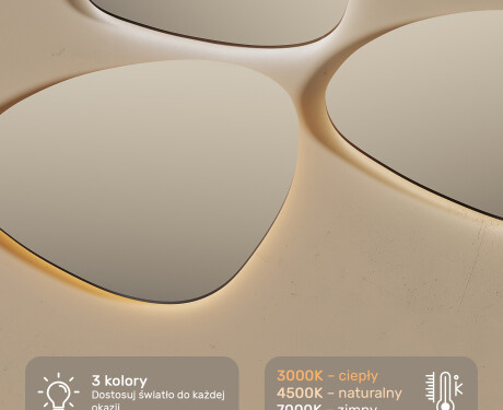 Dizajn LED vannas istabas spogulis 120x70cm ar aukstu LED krāsu 7000K, siltu krāsu 3000K vai neitrālu krāsu 4500K #2