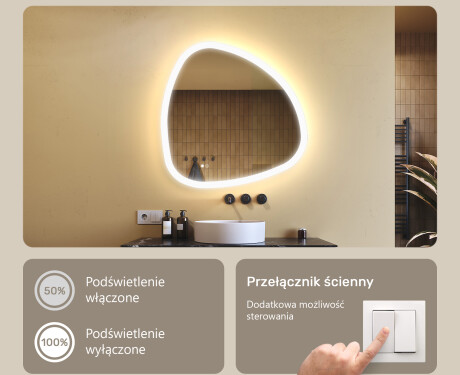 Dizajn LED vannas istabas spogulis 120x70cm ar aukstu LED krāsu 7000K, siltu krāsu 3000K vai neitrālu krāsu 4500K #5